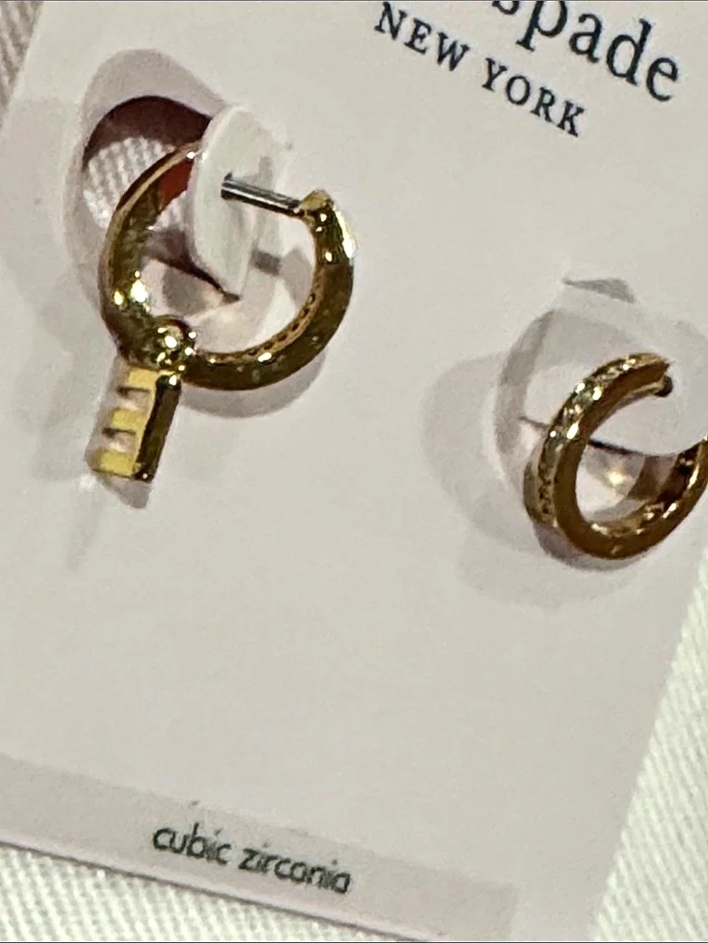 Kate Spade New York Tiny Twinkles E Huggies Earrings Gold  NWT